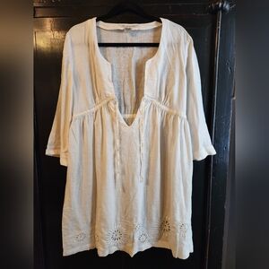 Diane Von Furstenberg Ivory/Off White Linen Swim Coverup Sz Med Beach Resortwear